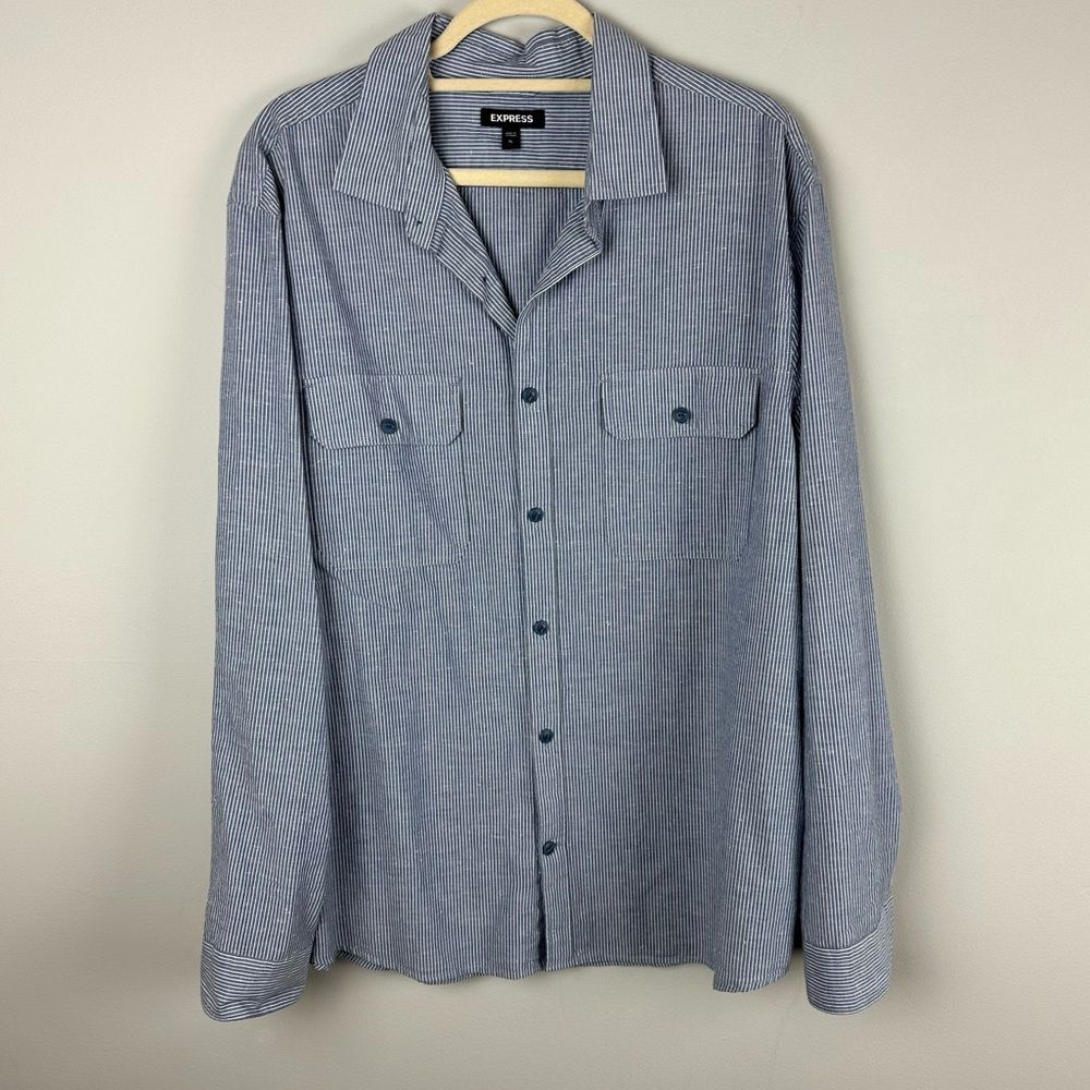 Express linen cotton blend striped shirt size XL